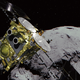 This illustration provided by the Japan Aerospace Exploration Agency (JAXA) shows an asteroid and Hayabusa2.